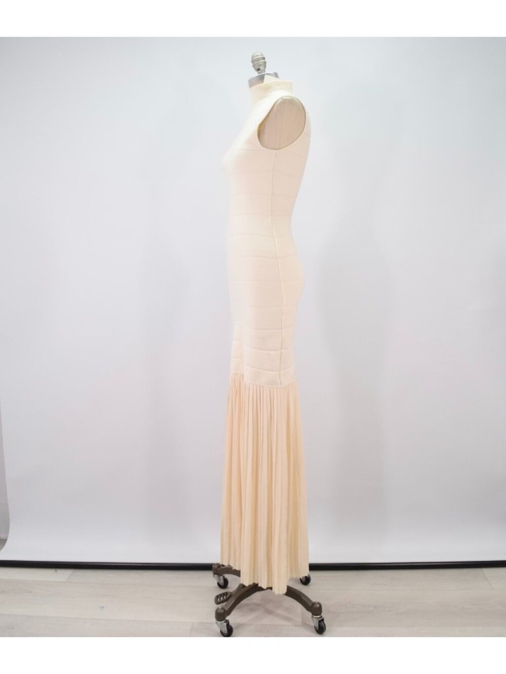 Anthropologie NWT Blithe LA Off-White Knit + Chiffon Maxi Dress - Picture 6 of 9